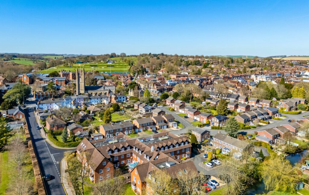 Aerial view of Marlborough, Wiltshire