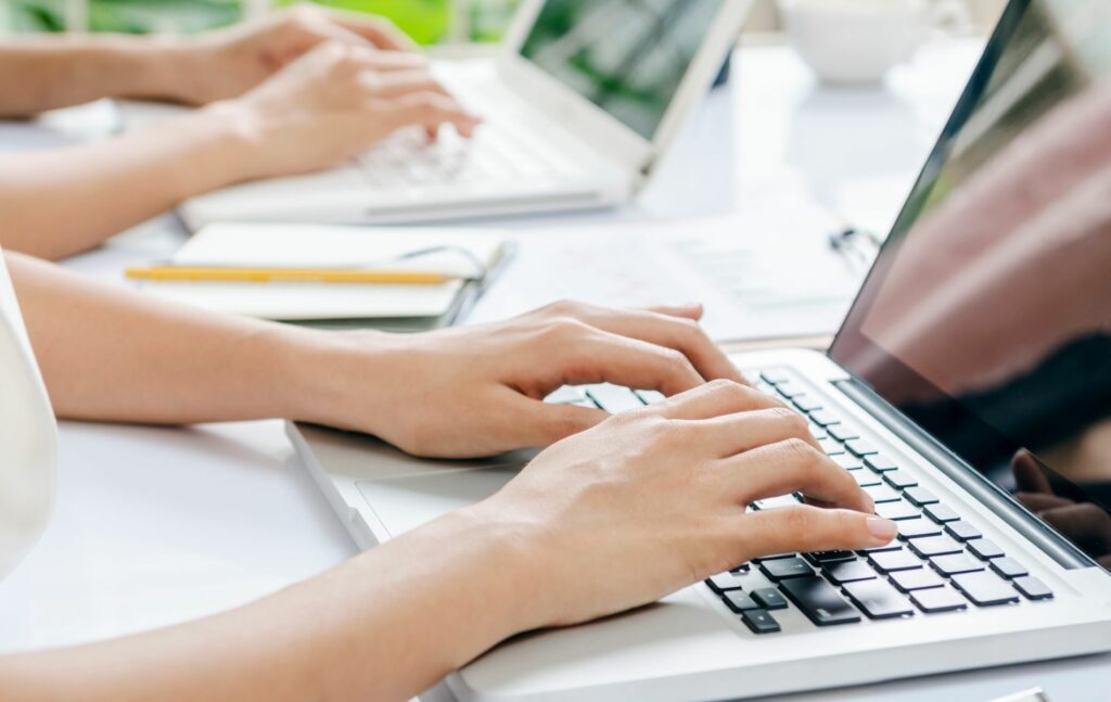 Students working on laptops