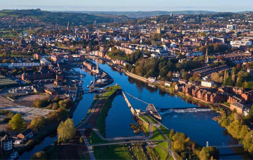 Aerial shot of Exeter