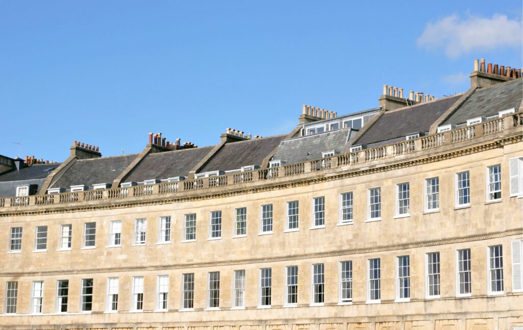 What types of property are in Bath? Georgian crescent terraced houses