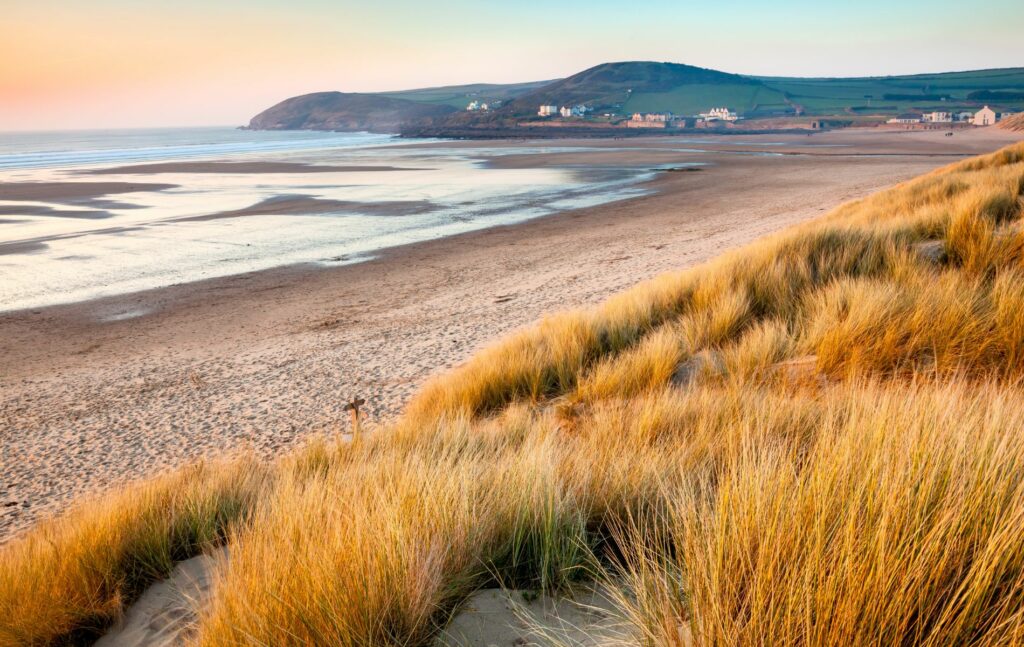 Croyde, sunset on beach, North Devon coast