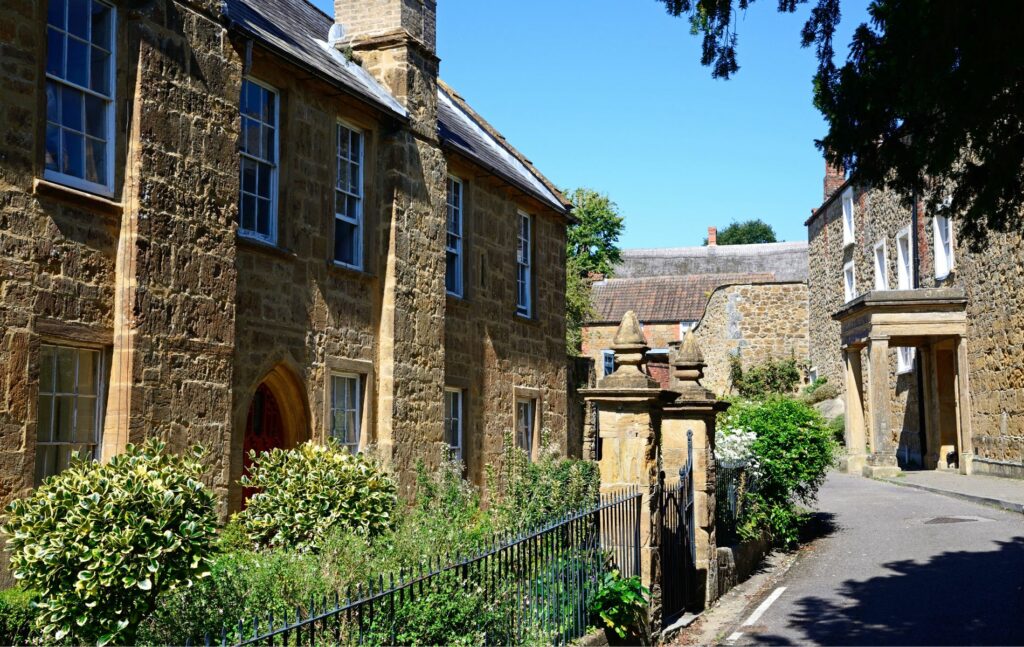 Hamstone buildings in Ilminster Somerset