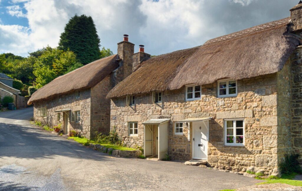 Thatched cottage beside Ponsworthy Dartmoor