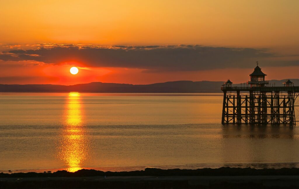 Sun setting near Clevedon Pier