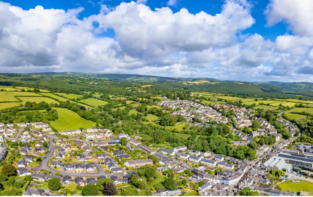 Aerial view of Buckfastleigh in Devon