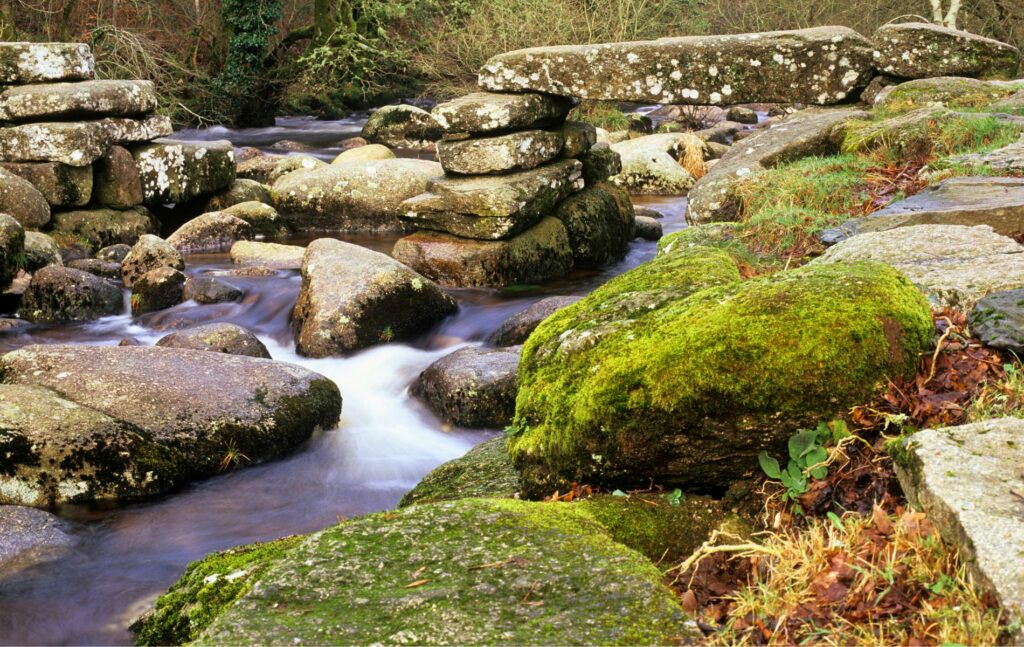 Waterside Living in Devon Without the Coast, Clapper bridge at Dartmeet Dartmoor